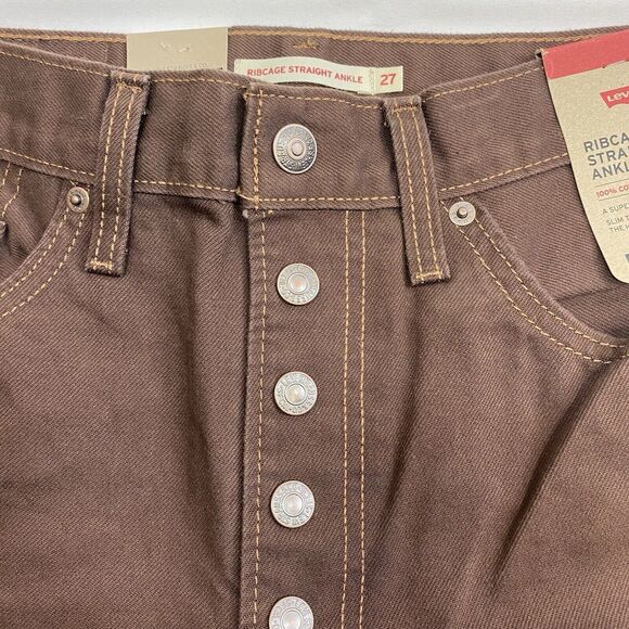 Levi's Jeans Women's 32x27 Brown Ribcage Straight Ankle High Rise American Denim - Picture 4 of 15